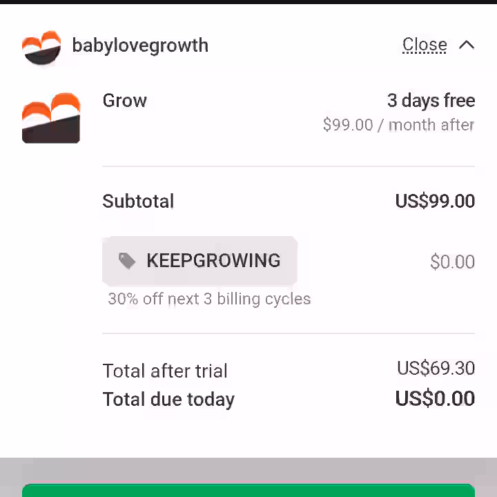 BabyLoveGrowth AI Pricing 2026: Full Plans Breakdown 3 babylovegrowth-ai-coupon-code-applied-at-checkout